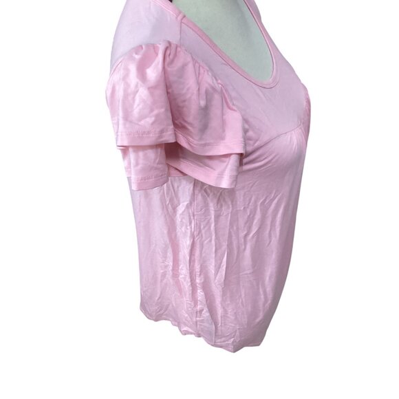Pink Short-Sleeve Ruched Scoop Neck Cami Top*Women* Lightweight *Large*NWOT - Picture 6 of 9